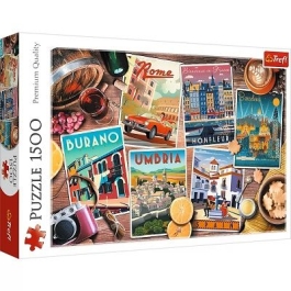 Puzzle 1500 piese Calatorind prin Europa Trefl