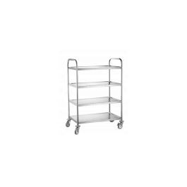 Carucior de servire cu 4 rafturi, Hendi, Inox, sarcina maxima 40 Kg, cu 4 roti pivotante (2 roti cu frana), 910x590x(H)1260mm