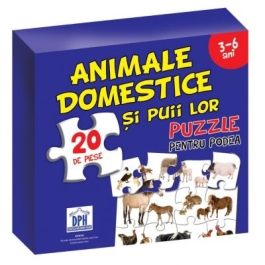 Animale domestice si puii lor. Puzzle pentru podea 3-6 ani