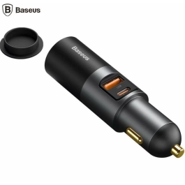 Incarcator auto Baseus Share Together, 1xUSB, 1xUSB-C, cu port de expansiune pentru bricheta, 120W, Quick Charge, Negru
