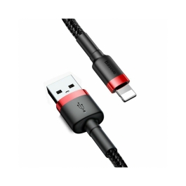 Cablu Baseus Cafule, Lightning - USB, 1 metru, 2.4A Rosu + Negru