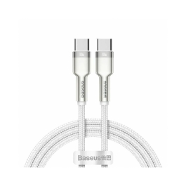 Cablu Baseus Cafule Series Metal USB-C la USB-C, 100W, 1m Alb