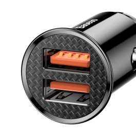 Incarcator auto Baseus Circular, 2x USB-A, Quick Charge 3.0, SPC AFC 30W, Negru