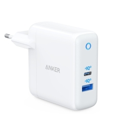 Incarcator de retea Anker PowerPort PD+ 2, USB-C, USB-A, 35W, Alb-Gri