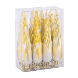 Prosper Globuri forma turturi, set 8, plastic auriu, MH34